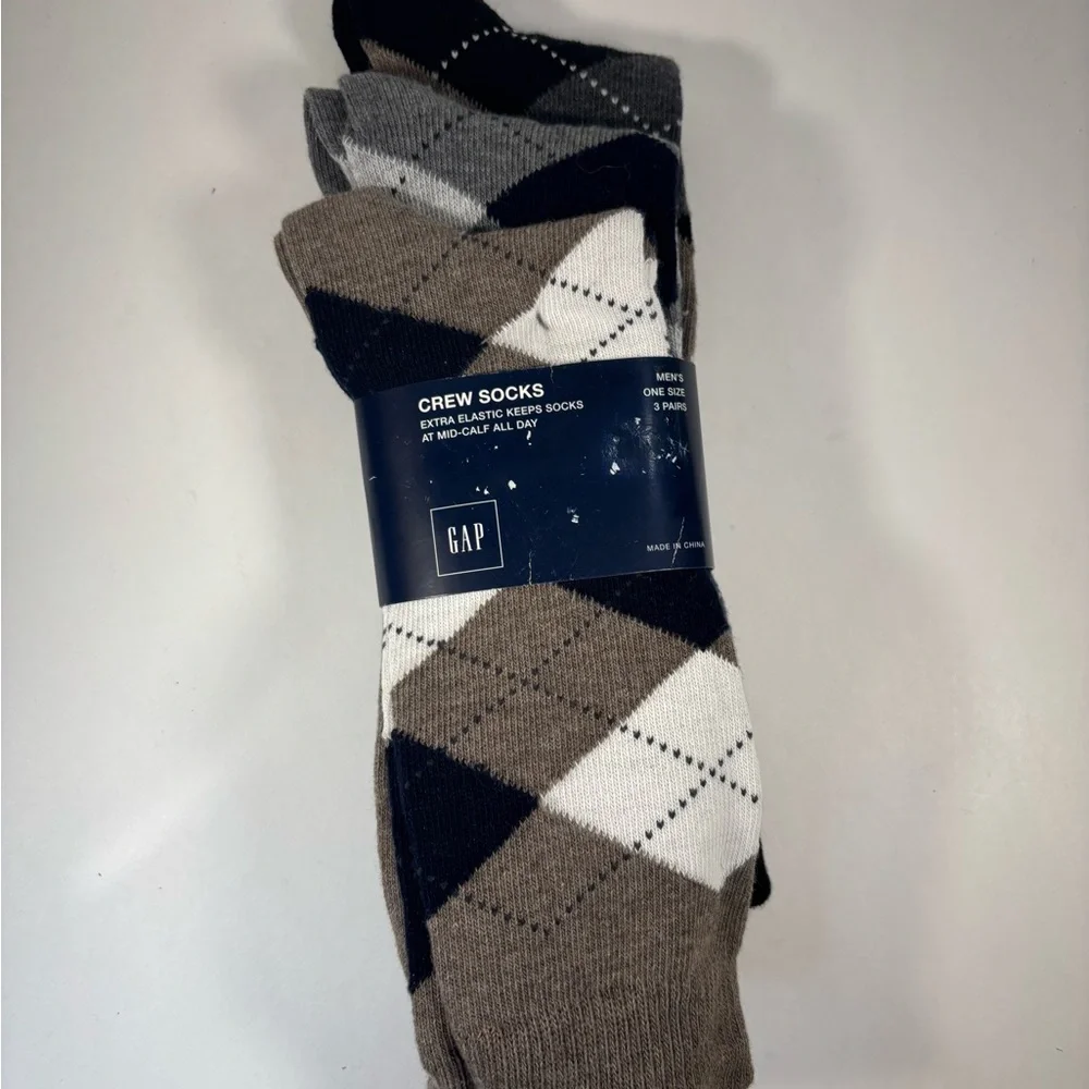 GAP Men's Crew‎ Socks - Brown, Black, and White